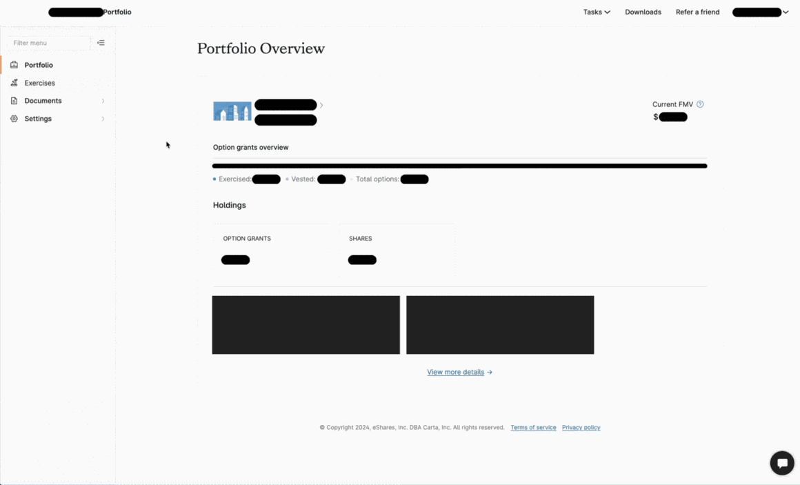 carta account tab